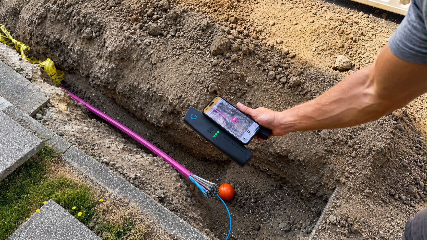 GPS-gestützte Dokumentation der Kabeltrasse direkt auf der Baustelle